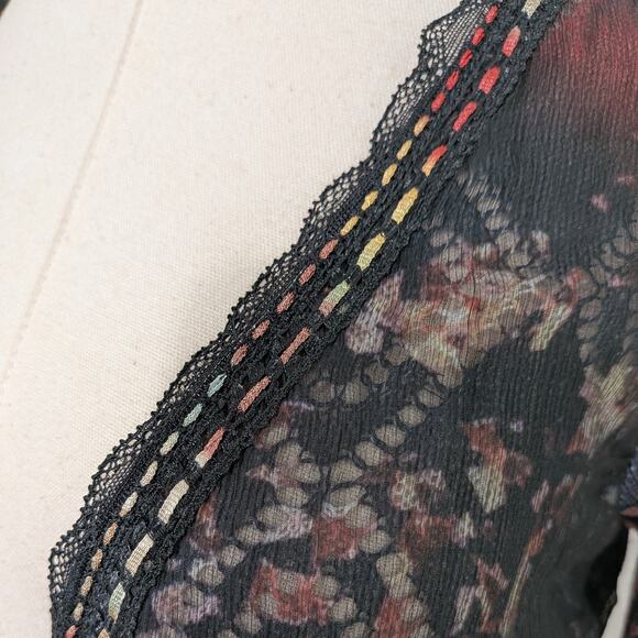 Alberto Makali Cardigan Sweater M Black Red Babydoll Silk Tie Feminine Fairy - Picture 12 of 16